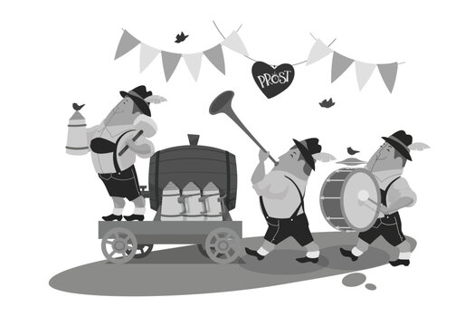 Cartoon bavarian who welcoming celebrate Oktoberfest