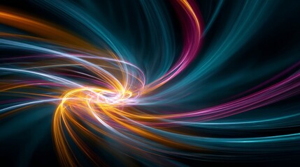 Neon swirling lines digital art