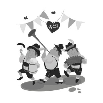 Cartoon bavarian who welcoming celebrate Oktoberfest