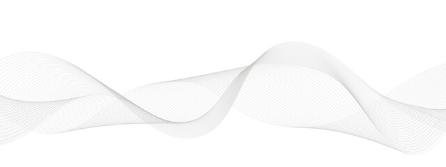 Abstract grey, white wavy smooth element swoosh speed wave modern stream curve and technology lines on transparent background.	