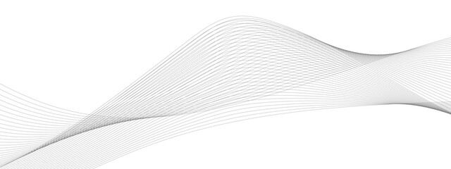 Abstract grey, white wavy smooth element swoosh speed wave modern stream curve and technology lines on transparent background.	