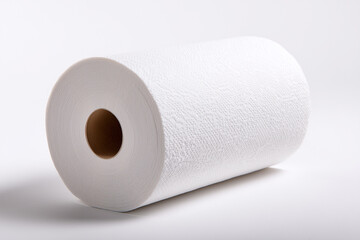 Fototapeta premium Roll of toilet paper isolated on white background, Kitchen towel for cleaning the kitchen and absorb oil from cooking.