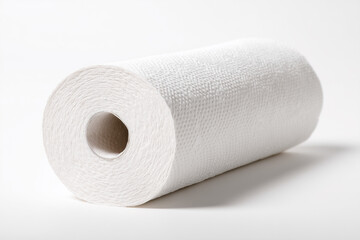 Fototapeta premium Roll of toilet paper isolated on white background, Kitchen towel for cleaning the kitchen and absorb oil from cooking.