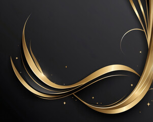Elegant golden swirls dance gracefully against a dark backdrop, creating a mesmerizing visual experience for the viewer's imagination