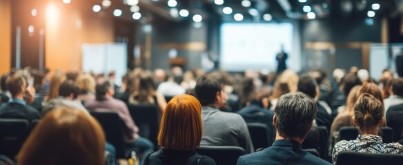The audience engaged in a collaborative conference presentation with focused attention.
