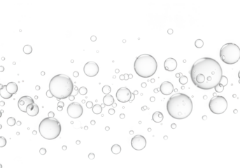 A stream of transparent air bubbles isolated on transparent background