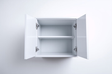 Selective focus document cabinet in office isolated on white background, Empty shelf on white background.