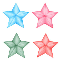 set of watercolor stars