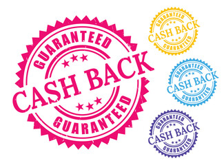 Vector Set of Cash Back Seals, Money Refund Guarantee Labels