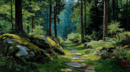 Obraz premium stream in the forest