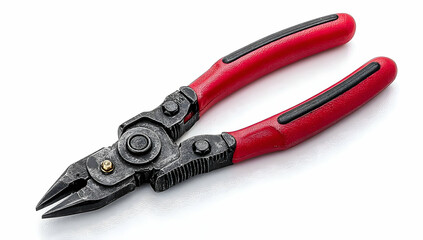 Fototapeta premium High-quality close-up of professional cutting pliers with red rubber grips, ideal for construction and repair work.