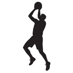 Silhouette of people playing basketball