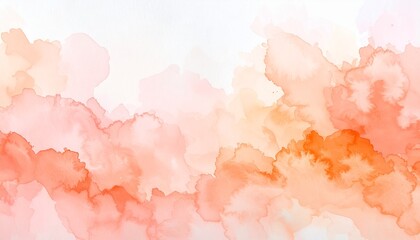 Obraz premium Watercolor Edge Texture with Peach Coral Streak Flow