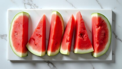 Watermelon Slices on a Marble Surface