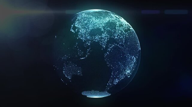 Planet Earth made of particles. Computer generated 3d render