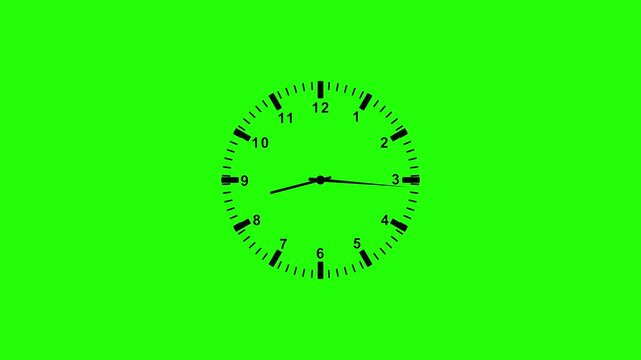 Clock spinning, watch animation on transparent background with alpha channel. Clock icon flat style 24 hours day fast speed with moving timer clock rotation