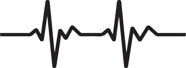 Black electrocardiogram line on white background heart rate pulse