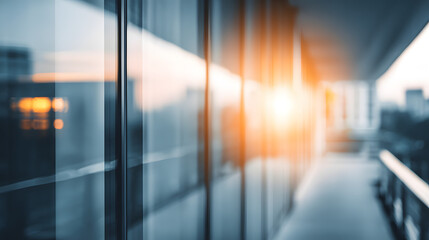 Abstract office windows background blurred glass wall of modern business office building at the business center use for background in business concept blur corporate business office