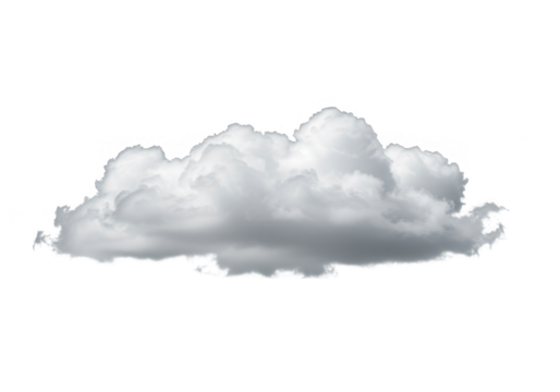 A single fluffy white cloud isolated on transparent background floating in the sky