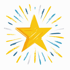 A simple yellow hand-drawn star, surrounded by radiating brush stroke lines