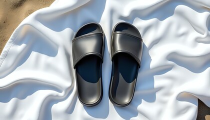 Black Slides on White Fabric