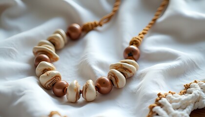 Textured Necklace on White Fabric