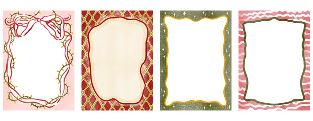 Christmas frame, Watercolor frames bundle, Festive Decorative Borders PNG Christmas greeting card, Border can be used as invitation card