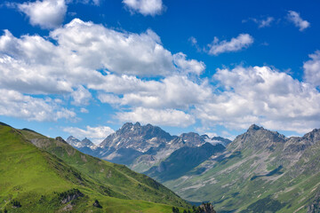 Rocky peaks in the Tirol Alps. Scenic mountain landscape. Austria. Europe