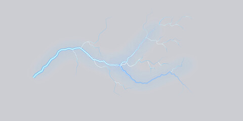 Realistic blue lightning strike against a dark background