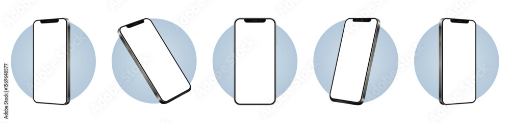 Canvas Prints mockup of a phone screen. smartphone frameless blank screen. mobile phone from different angles. soc