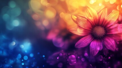 Obraz premium Radiant Bloom, A Close-Up of a Vibrant Flower with Bokeh Lights