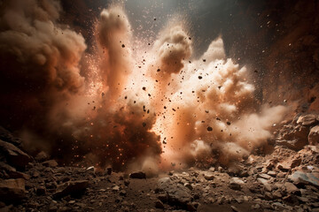 A large explosion has occurred, leaving a cloud of dust and debris in its wake