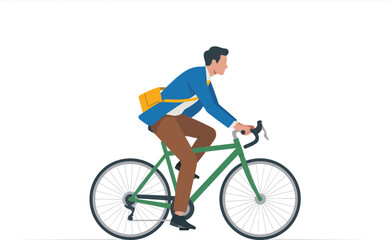 Obraz premium Businessman Riding a Green Bicycle to Work with Yellow Bag ai generated vector