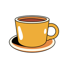 Cup icon for hot beverage. Vector drink utensil for tea or coffee. Mug drinkware ceramic item or kitchen item. Cafe, bistro symbol. Kitchenware and liquid, household accessory with saucer. Dishware.