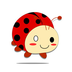 A cute ladybug cartoon with a happy expression and rounded red shell. Ideal for kids’ content, educational visuals, and nature-themed merchandise.