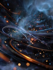 Futuristic swirling lights with cosmic glow
