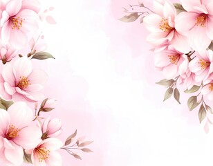 Obraz premium Delicate pink flowers in soft watercolor style