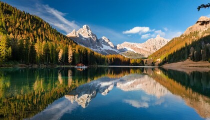 serene mountain lake reflection