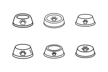 small pet food dish icon line art vector illustration