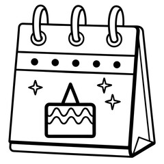 Birthday Date Calendar Outline Vector Illustration