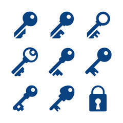 Key Icon Set Vector Bundle