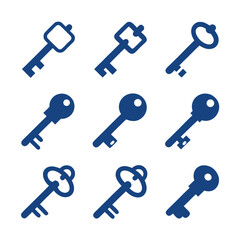 Collection Of Various Blue Keys vintage antique