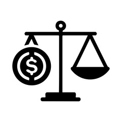 Money Balance Icon with Dollar and Scale Representing Financial Ethics and Value Judgment