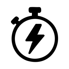 Speed Timer Icon with Lightning Bolt for Performance Efficiency and Productivity Boosting