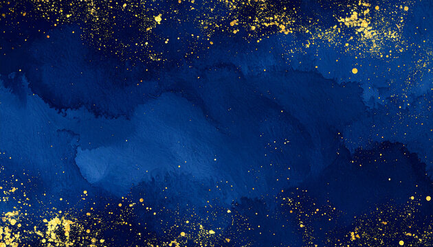 濃紺と金の煌めきが彩るアート背景