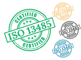 ISO 13485 Certified Stamp Vector Set, Medical Devices Quality Label