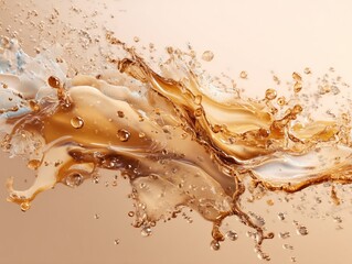 A photo of coffee and milk mixing dynamically. Generative AI
