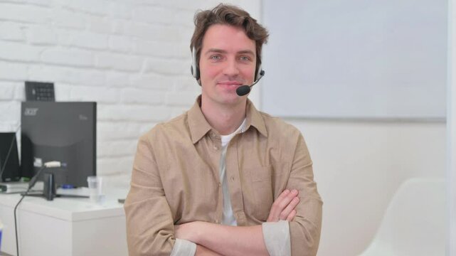 Portrait of Smiling Call Center Agent