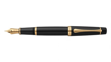 A high-quality product photograph of a luxury fountain pen against a pure white background