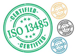 ISO 13485 Approved Labels, Medical Quality Compliance Vector Stamps